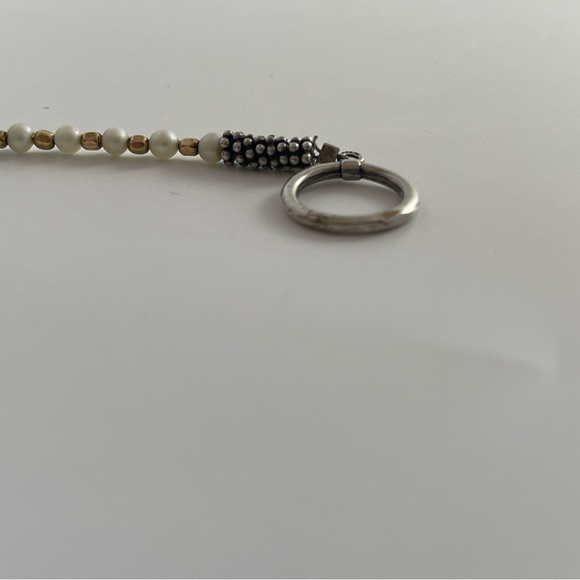 Silver, Gold Tone beads, pearls necklace 16” - Picture 7 of 11